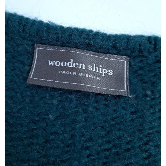 Wooden Ships Size Small/Medium Coastal Striped Green Blue Knit Sweater Wool - Picture 3 of 9